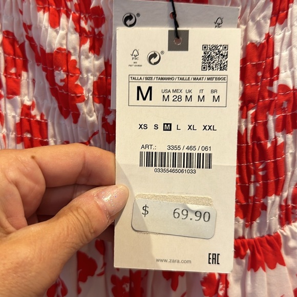 NWT ZARA POLIN FLORAL RED DRESS - Picture 5 of 5